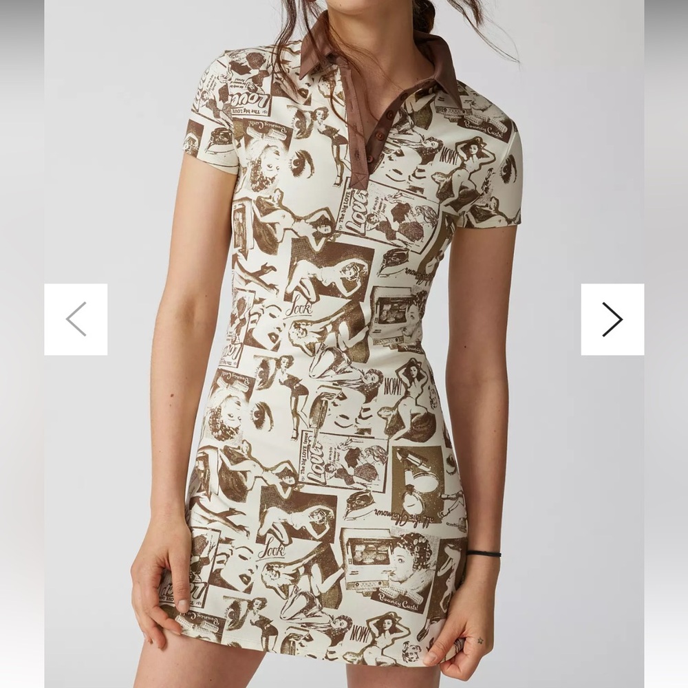 Urban Outfitters Hazel Printed Polo Mini Dress Brown Size Small
